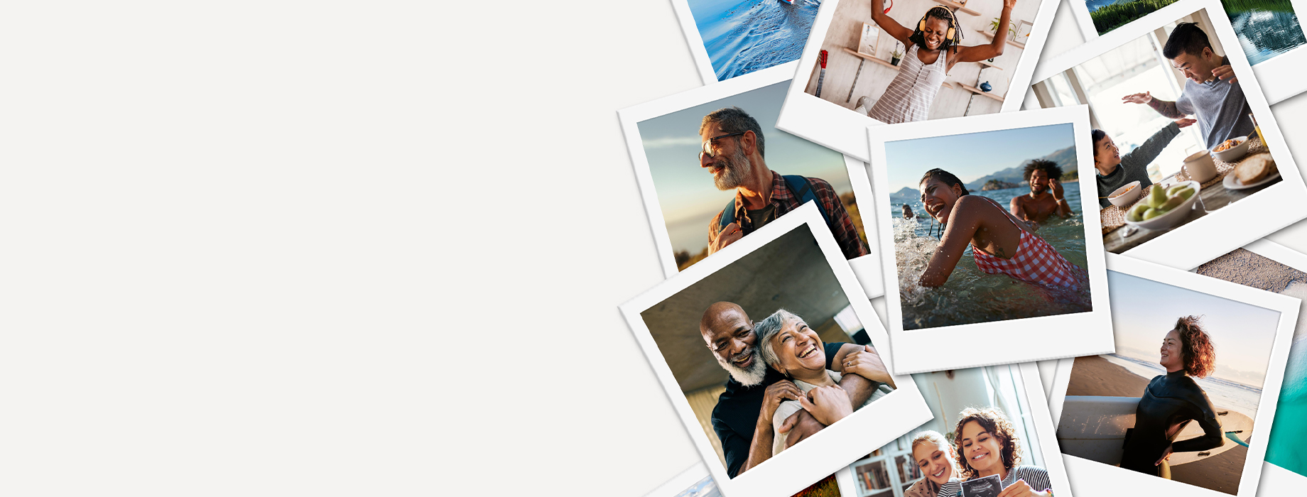 A collage of pictures showing people of all ages enjoying life