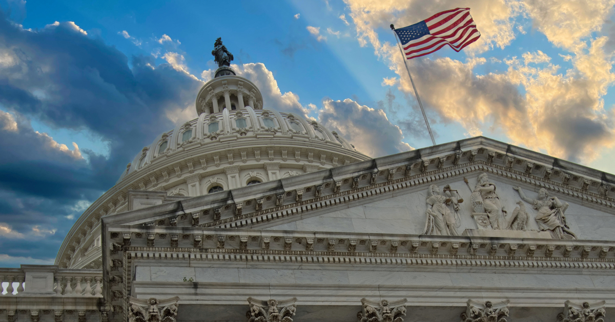 Picture of U.S. Capitol with American flag